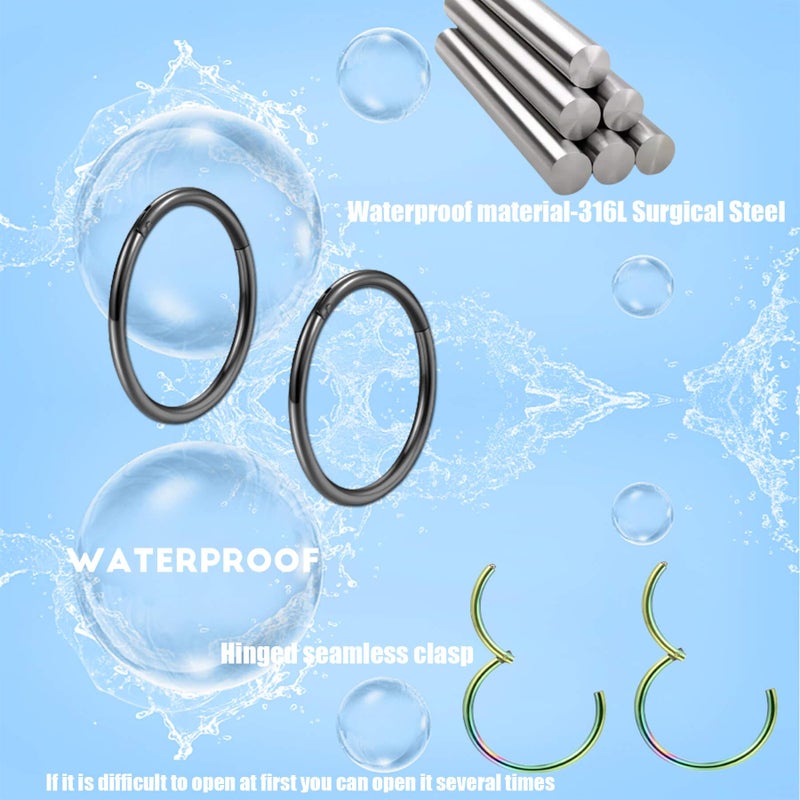 Lantine 5 Pcs 10mm Nose Rings Hoops for Women Set 316L Surgical Steel Septum Rings Rook Daith Tragus Piercing Jewelry Hinged Cartilage Gold Hoop Earrings 20G Somewhat Large - Image 4